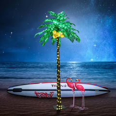 8FT Lighted Palm Tree with Warm White LEDs & Coconuts (Electric), Indoor/Outdoor Tropical Decoration image 3