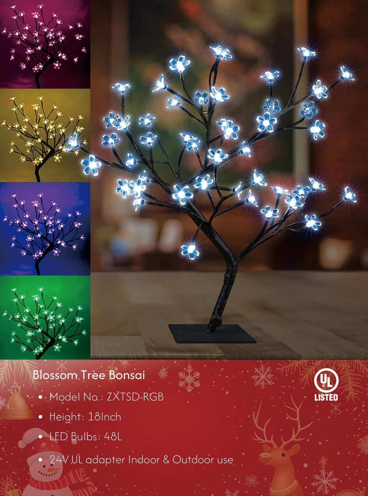 18IN Cherry Blossom Tree Lamp, RGB and Warm White Options image 1