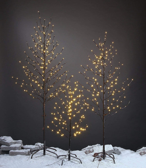Star Light Tree 3-Pack (3FT, 5FT, 6FT) Brown with Warm White LEDs, Indoor/Outdoor Christmas Decoration