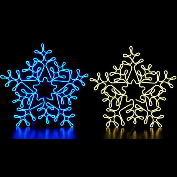 20IN Snowflake Neon LED Light Sign 2-Pack (Blue + Warm White)