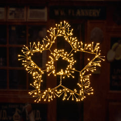 36IN Gold Frame Star Light with Warm White LEDs, Indoor/Outdoor Holiday Decoration image 3