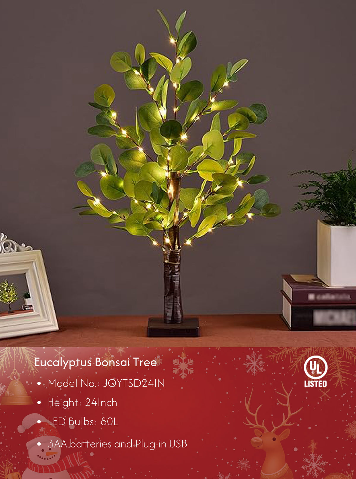 Lighted Eucalyptus Tree Lamp - Decorative Eucalyptus Tree Lights for Home Decor