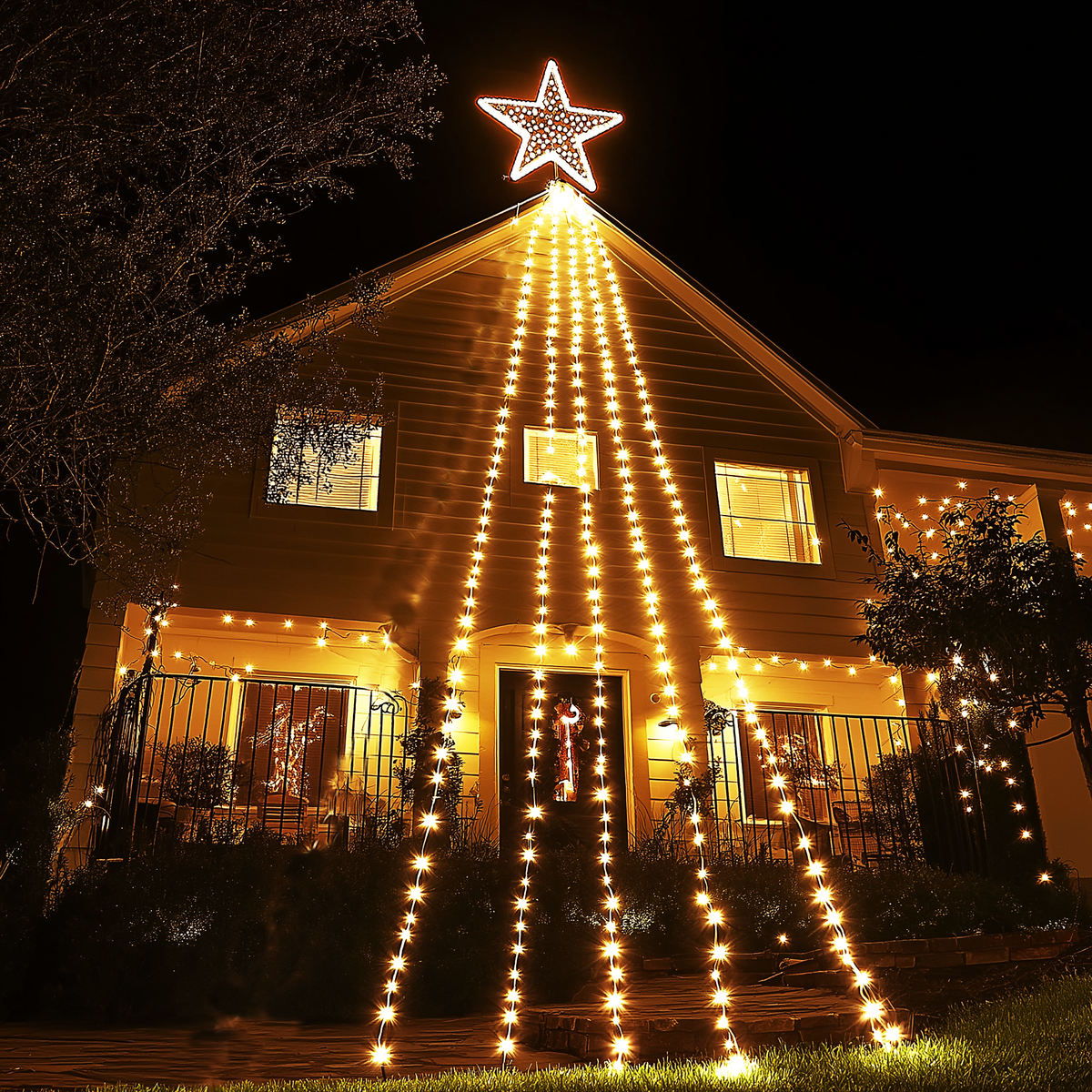 Lightshare Snowy Fir Tree For Holiday Decorations, Set of 3