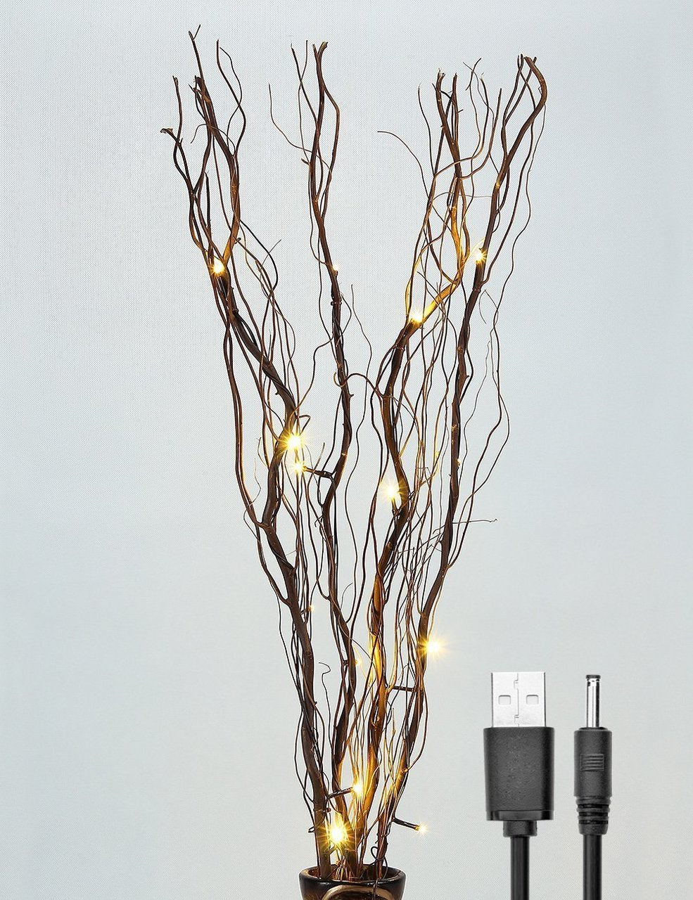 Natural Willow Twig Lighted Branch for Home Decoration, 36'', USB Plug-in and Battery Powered