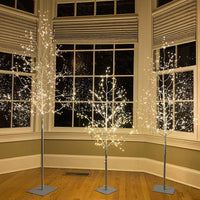 Set of 3 Micro LED Angel Lights Tree, 4ft, 5ft and 6ft, Silver Finish