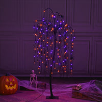 4ft Halloween Tree, Orange & Purple, Pack of 2