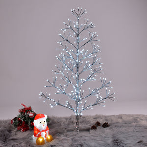 3ft Artificial Christmas Tree Light, Cold White, Silver Finish